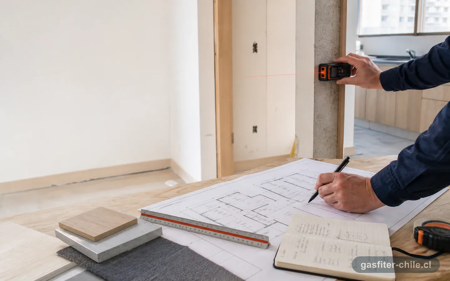 Revisión de planos y medidas para una obra residencial