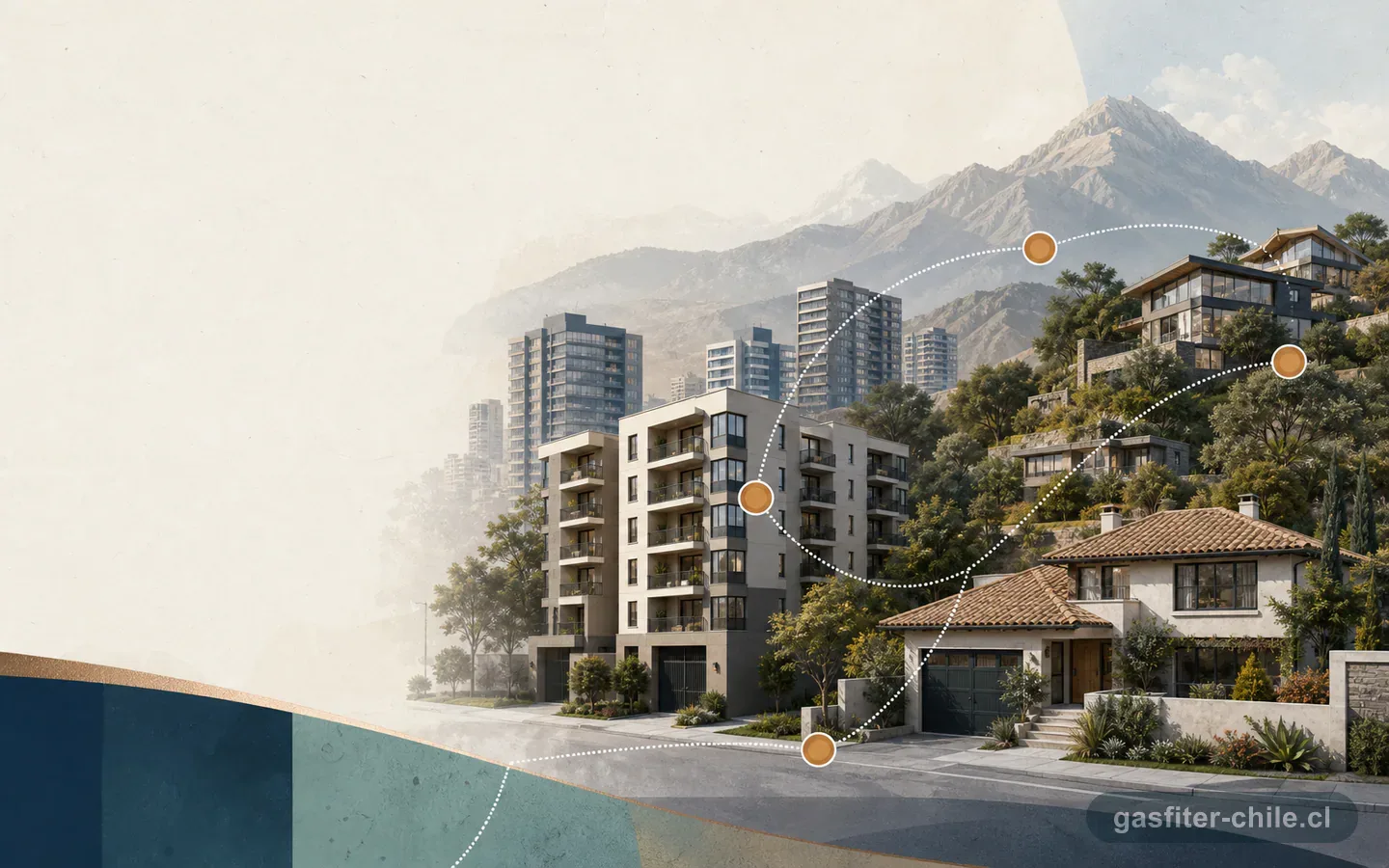 Ilustración referencial de distintos tipos de viviendas y edificios