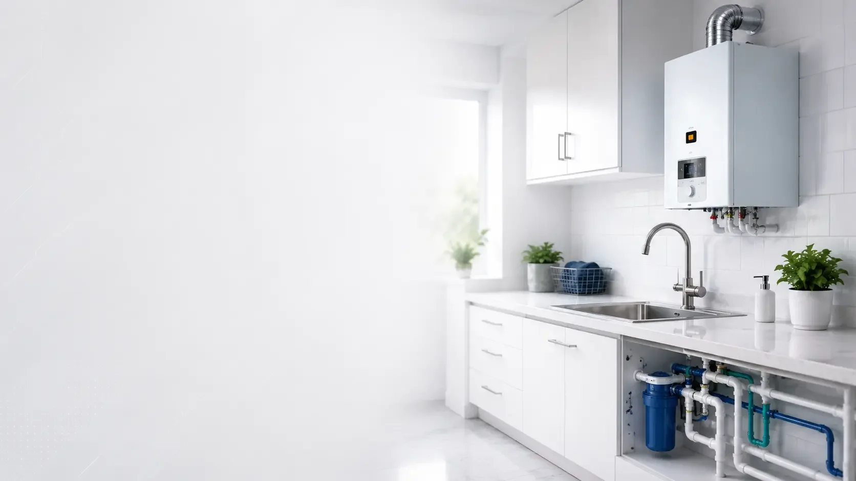 Especialista revisando una instalación de agua en una vivienda